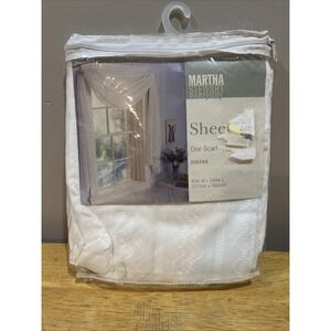 Vtg Martha Stewart Zigzag Sheer Scarf Valance 42x144" White